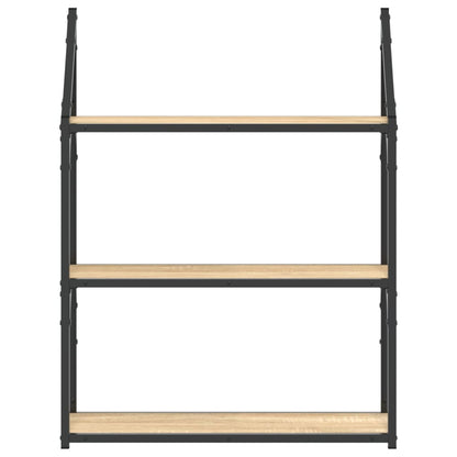 3-Tier Wall Shelf Sonoma Oak 60x21x78.5 cm Engineered Wood
