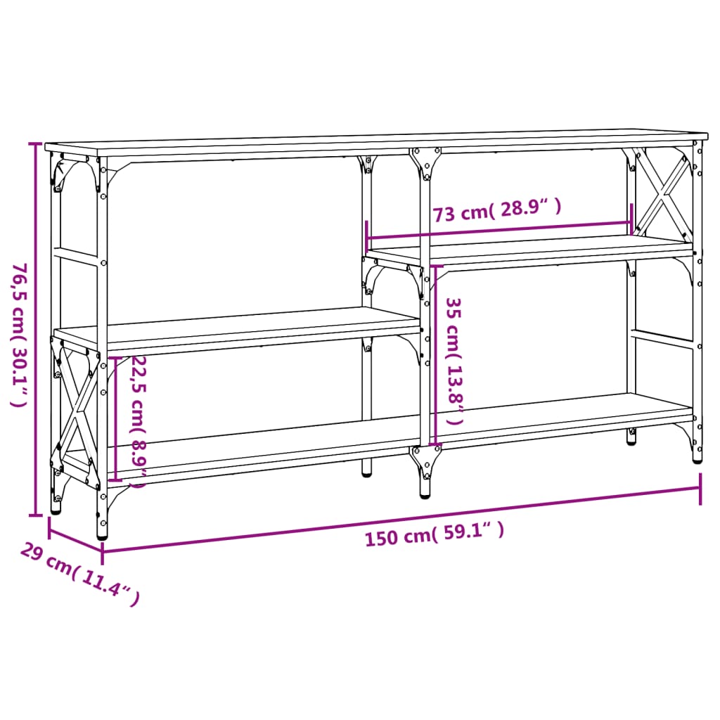 Console Table Sonoma Oak 150x29x76.5 cm Engineered Wood