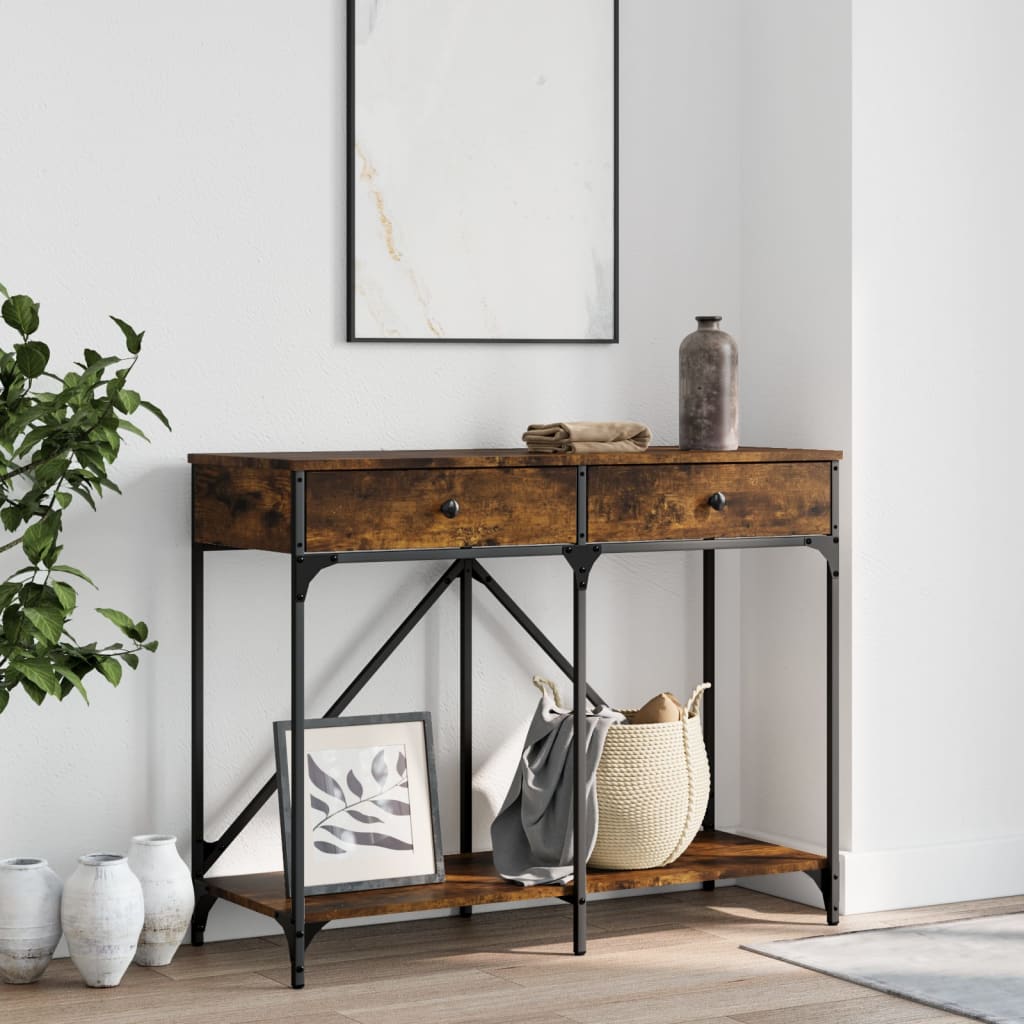 Console Table Smoked Oak 100x39x78.5 cm Engineered Wood