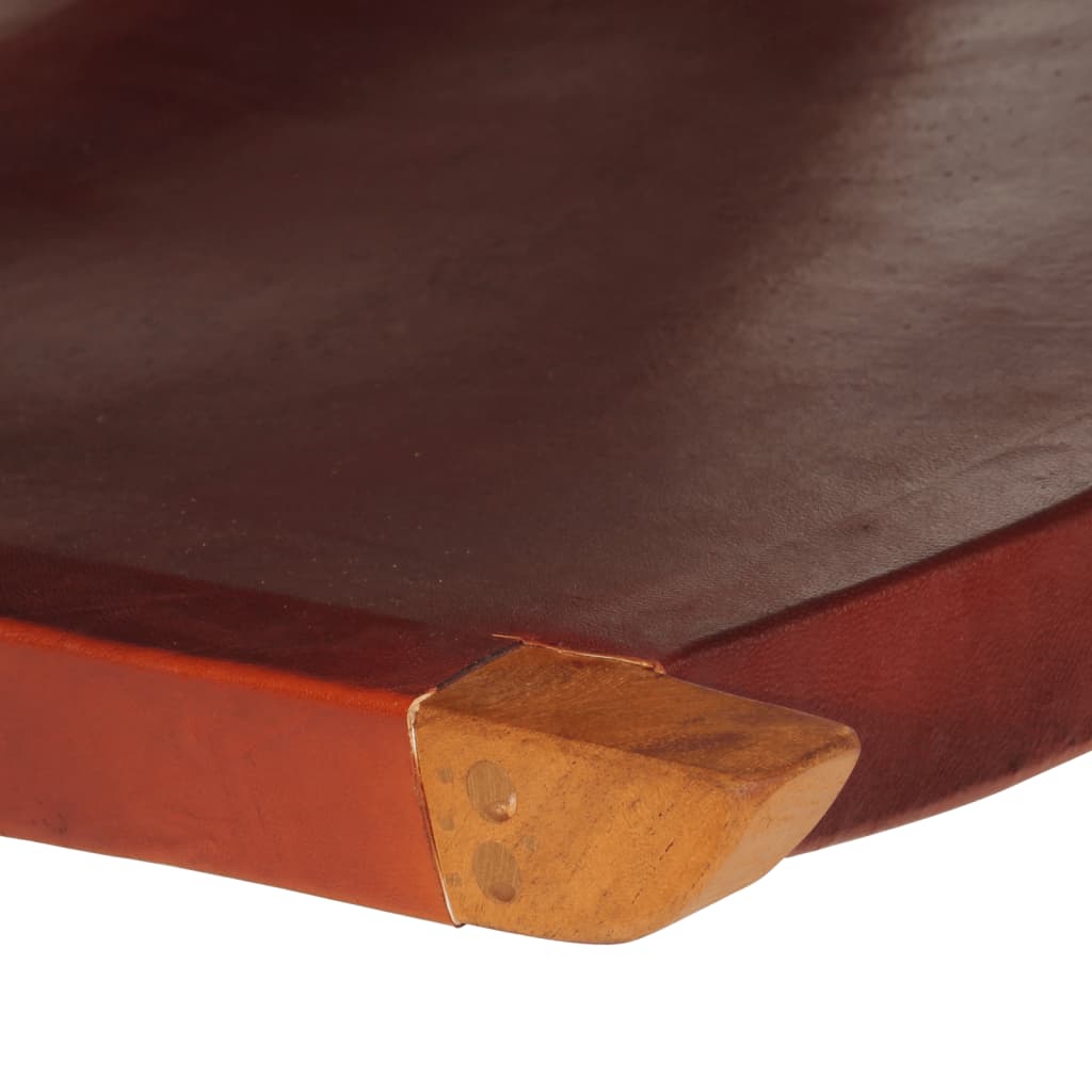 Folding Relaxing Chair Dark Brown Real Leather