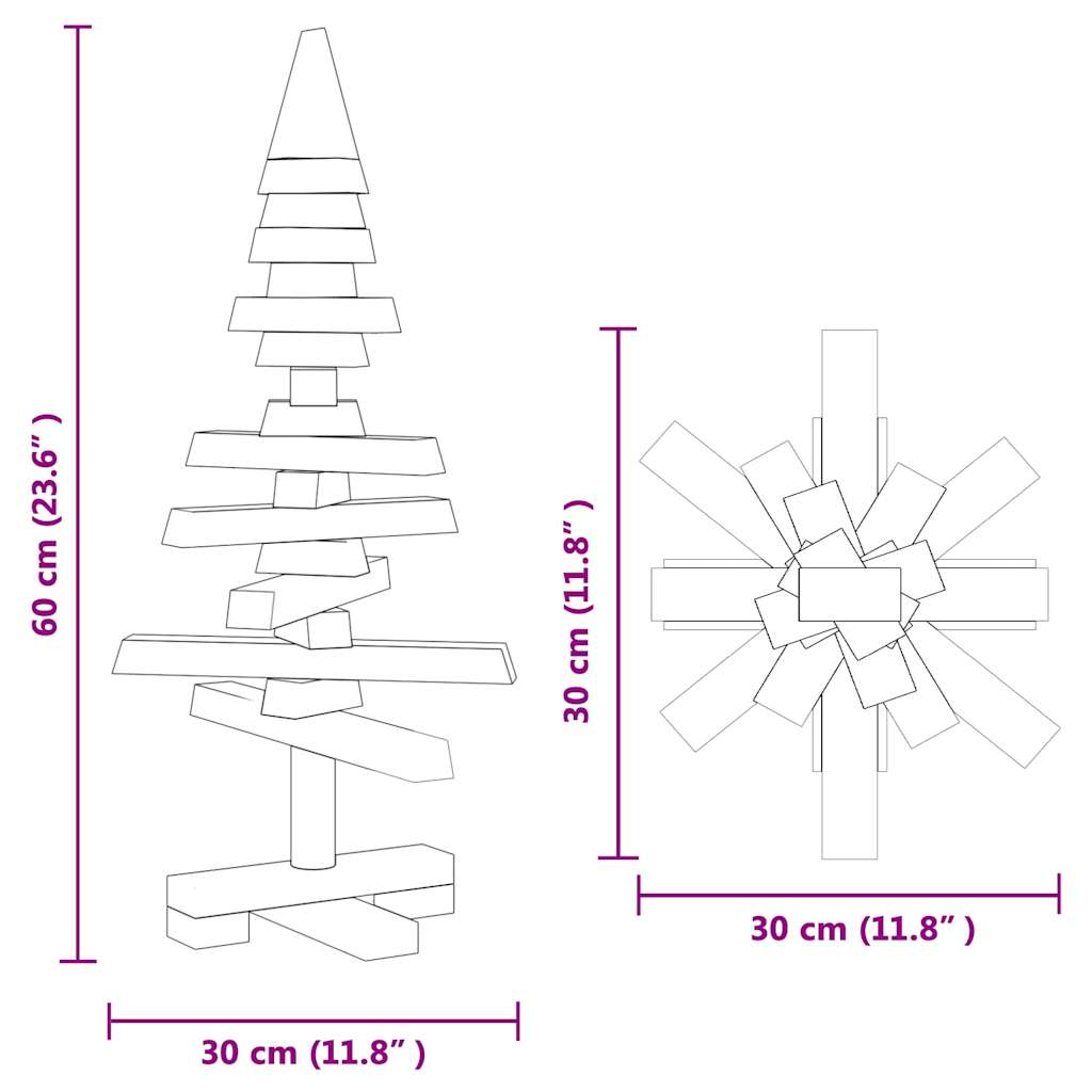 Wooden Christmas Tree for Decoration 60 cm Solid Wood Pine