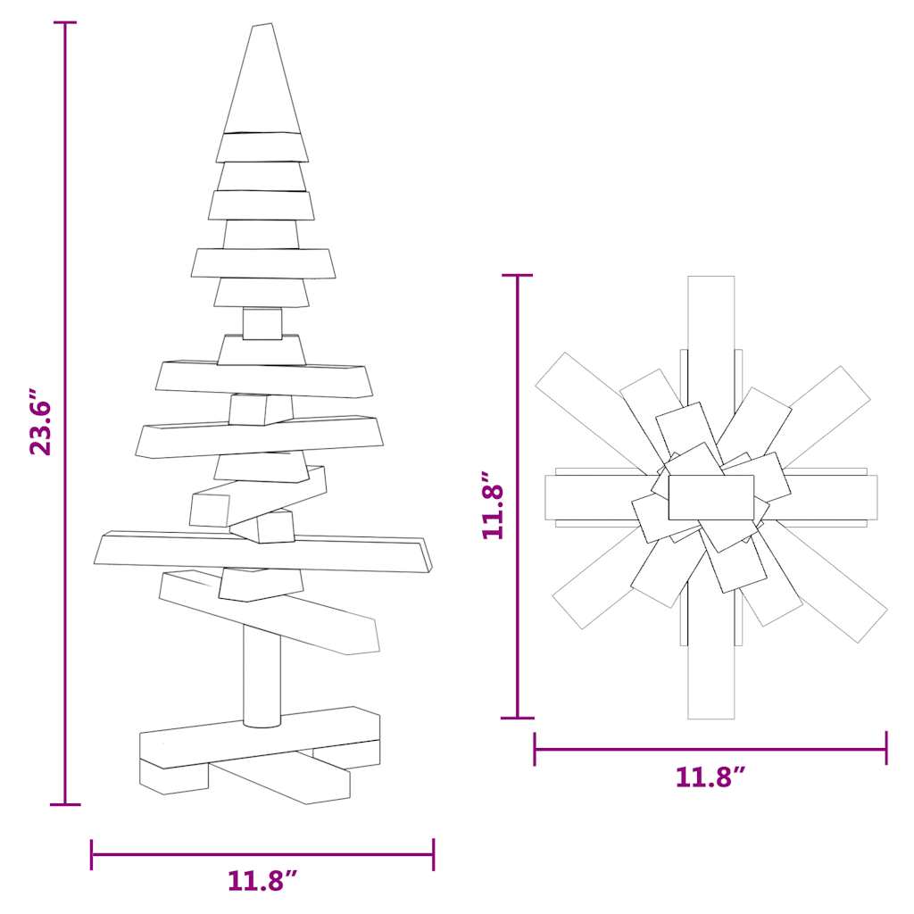 Wooden Christmas Tree for Decoration 60 cm Solid Wood Pine