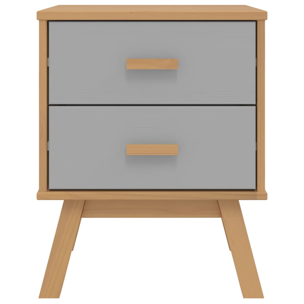 Bedside Cabinet OLDEN Grey and Brown Solid Wood Pine