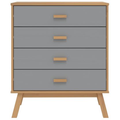 Drawer Cabinet OLDEN Grey and Brown Solid Wood Pine