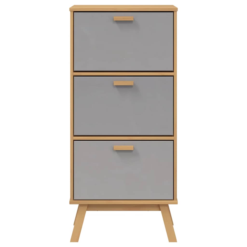 Shoe Cabinet OLDEN Grey and Brown 55x35x120cm Solid Wood Pine