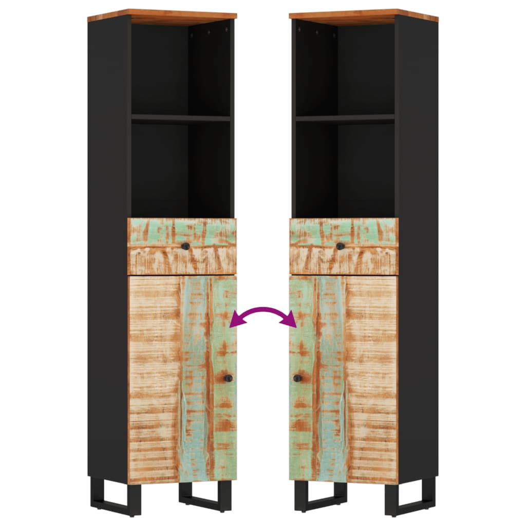 3 Piece Bathroom Furniture Set Solid Wood Reclaimed