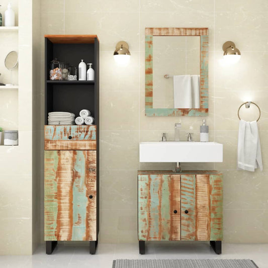 3 Piece Bathroom Furniture Set Solid Wood Reclaimed