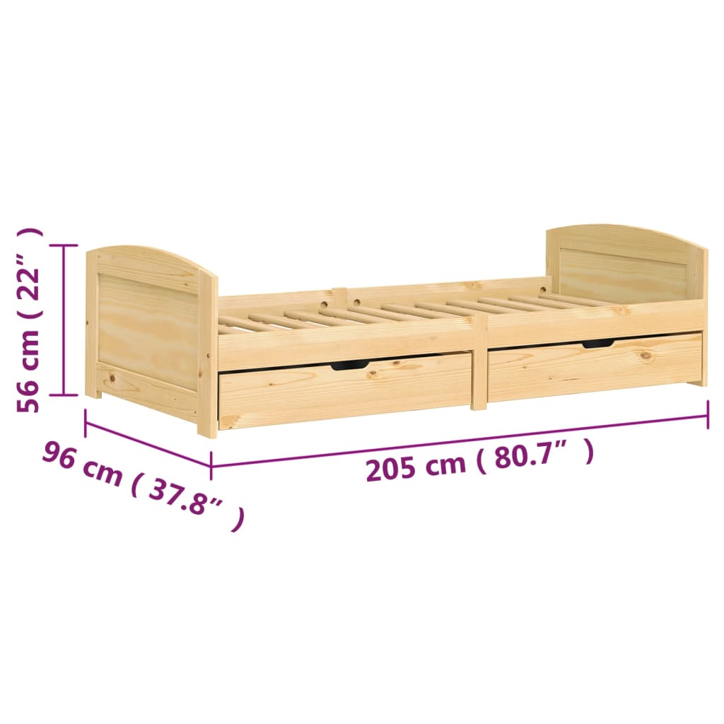 Day Bed with 2 Drawers without Mattress "IRUN" 90x200 cm