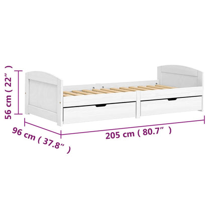 Day Bed with 2 Drawers without Mattress "IRUN" White 90x200 cm