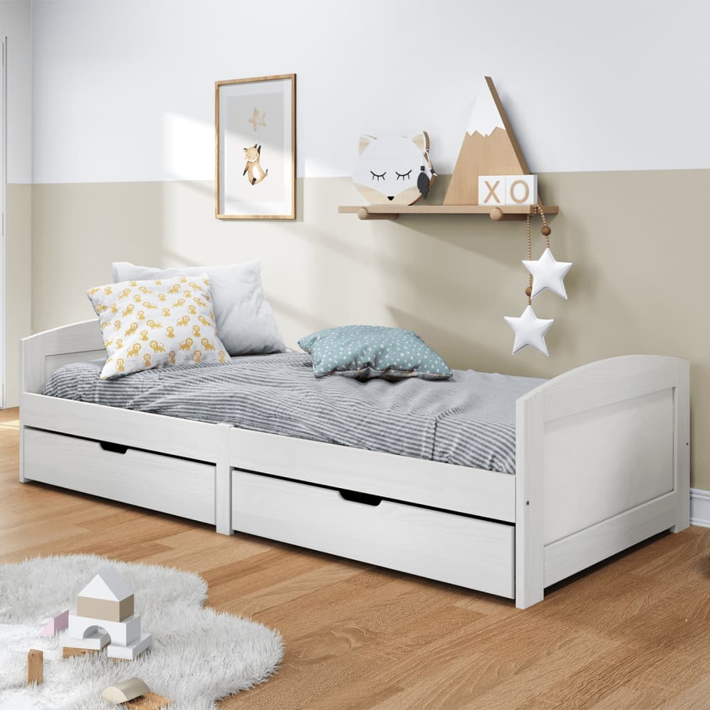 Day Bed with 2 Drawers without Mattress "IRUN" White 90x200 cm
