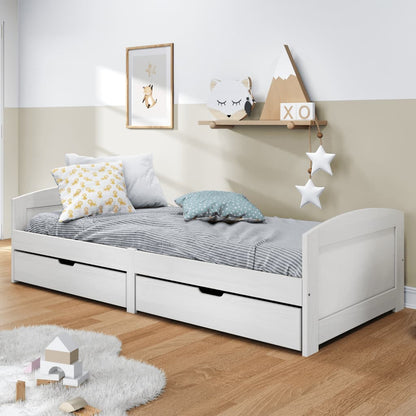 Day Bed with 2 Drawers without Mattress "IRUN" White 90x200 cm