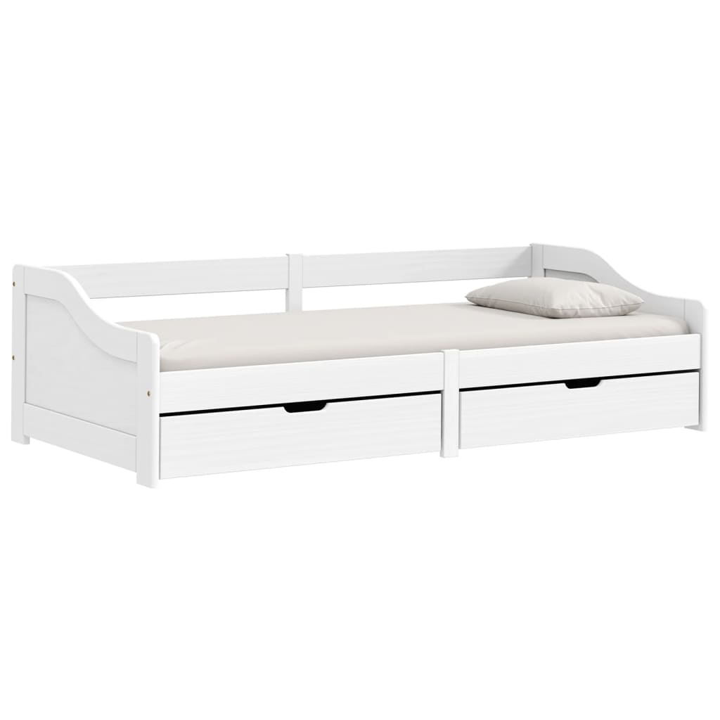 Day Bed with 2 Drawers without Mattress "IRUN" White 90x200 cm