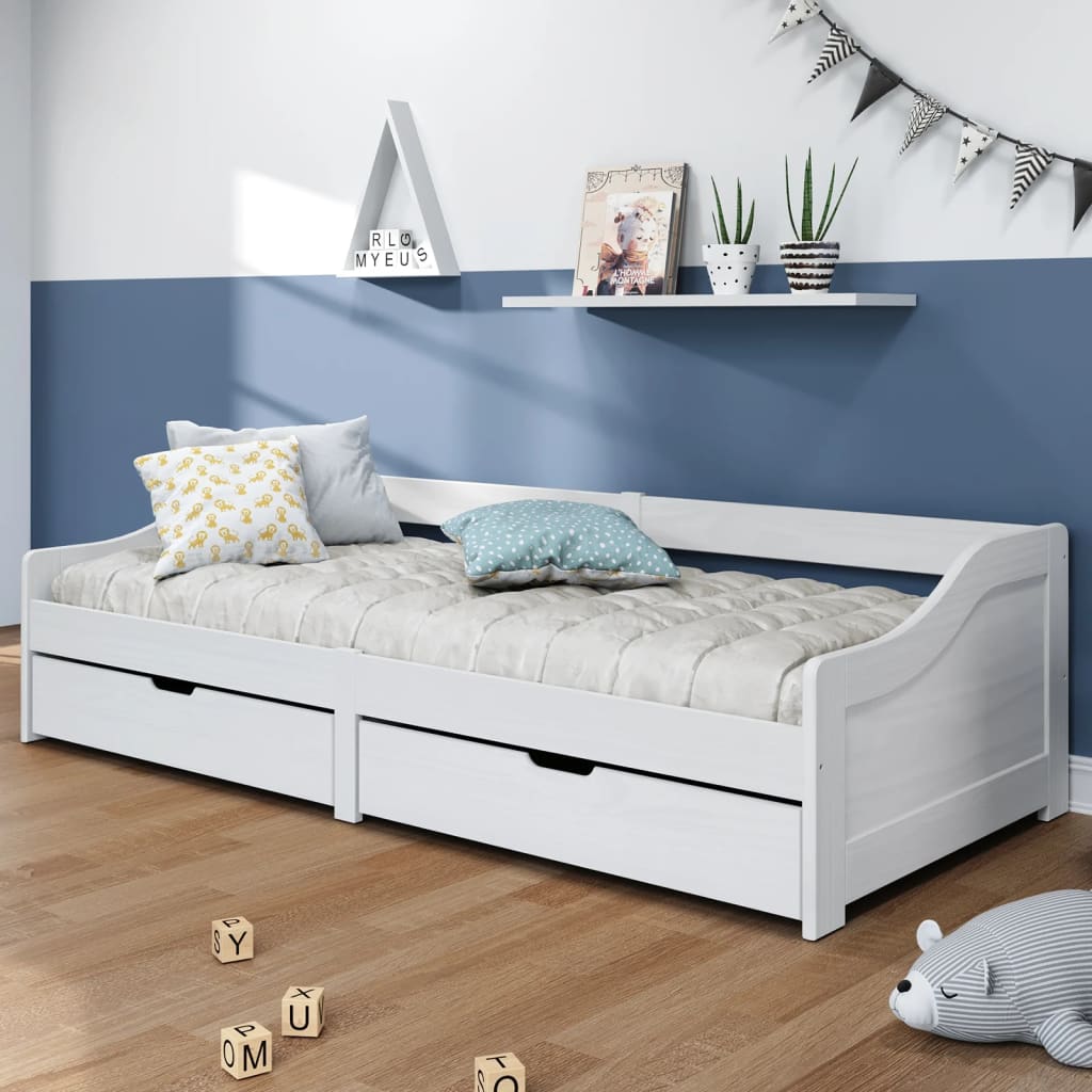 Day Bed with 2 Drawers without Mattress "IRUN" White 90x200 cm