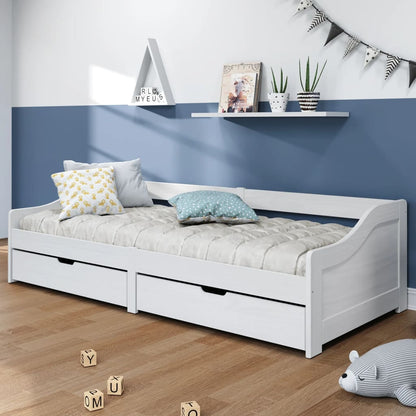 Day Bed with 2 Drawers without Mattress "IRUN" White 90x200 cm