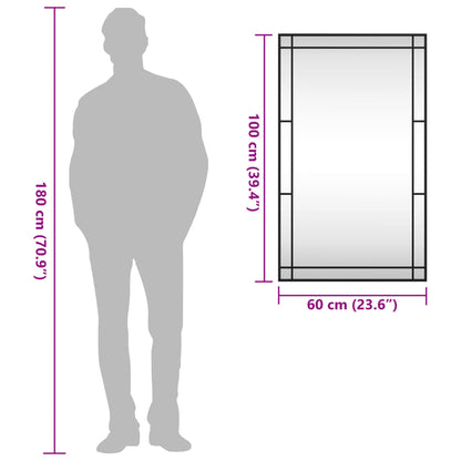 Wall Mirror Black 60x100 cm Rectangle Iron