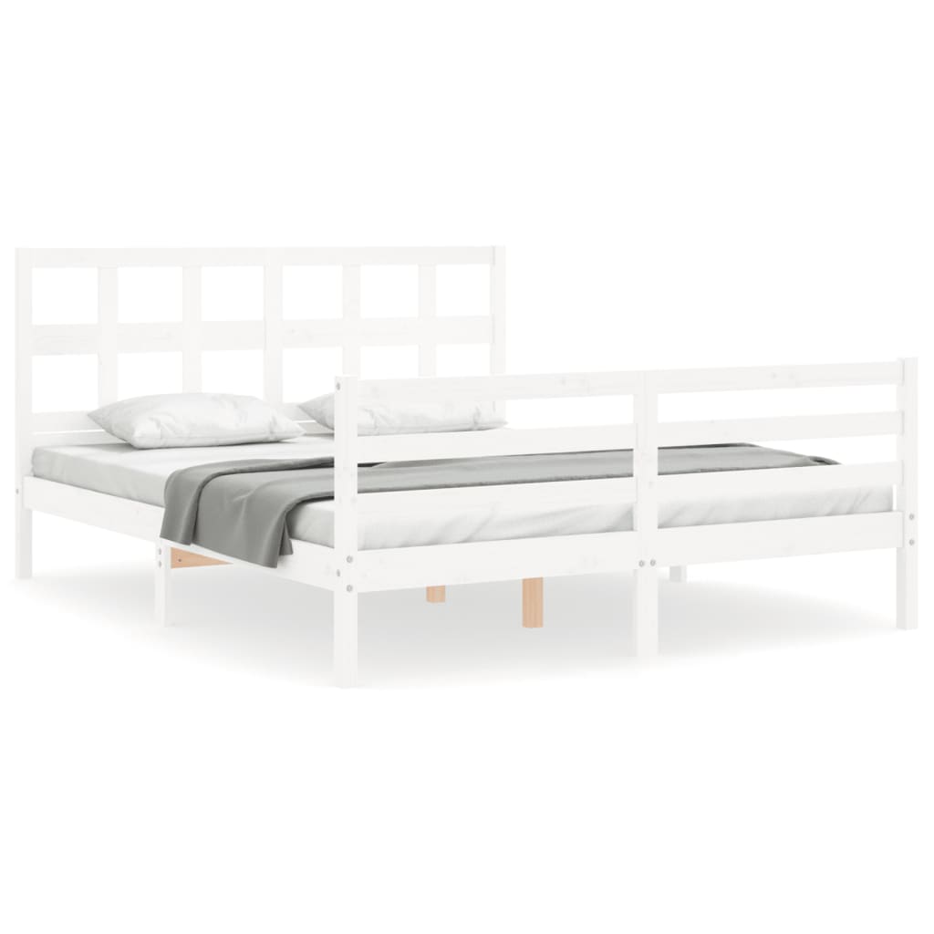Bed Frame without Mattress White 160x200 cm Solid Wood