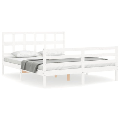 Bed Frame without Mattress White 160x200 cm Solid Wood