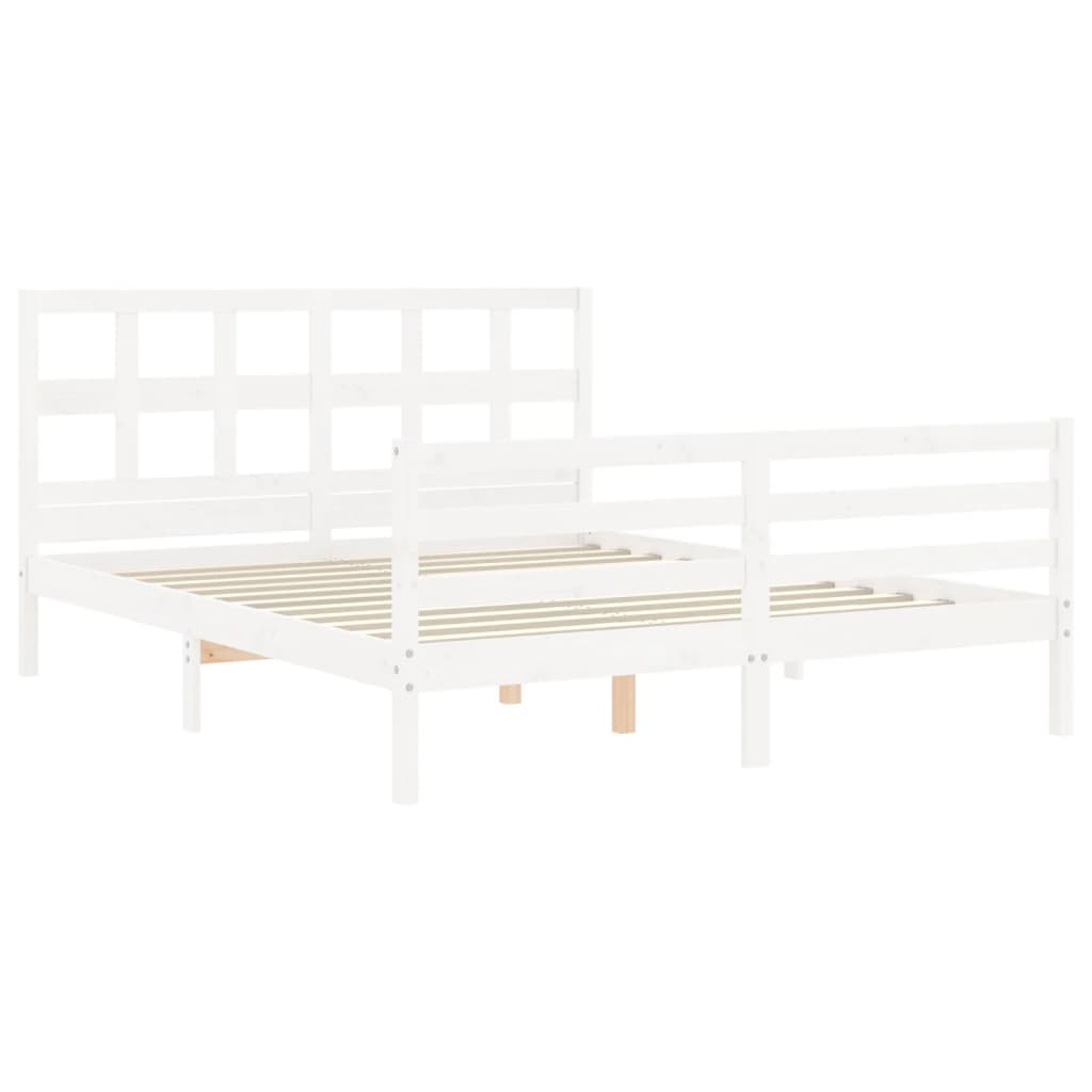 Bed Frame without Mattress White 160x200 cm Solid Wood