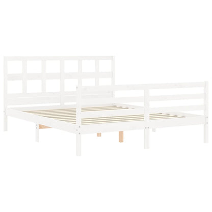 Bed Frame without Mattress White 160x200 cm Solid Wood