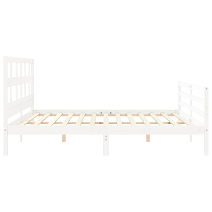 Bed Frame without Mattress White Super King Size Solid Wood
