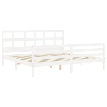 Bed Frame without Mattress White 200x200 cm Solid Wood