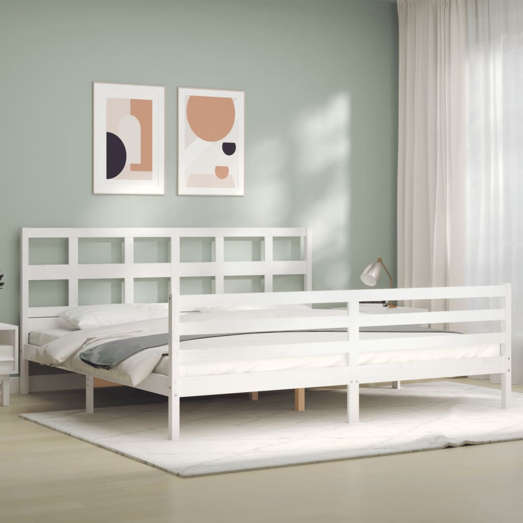Bed Frame without Mattress White 200x200 cm Solid Wood