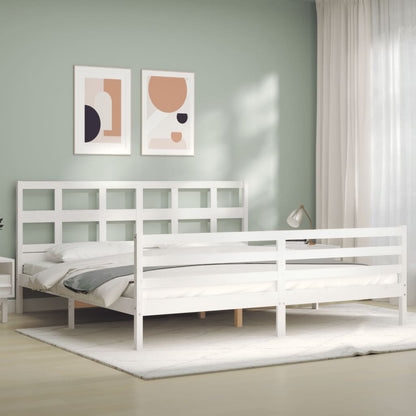 Bed Frame without Mattress White 200x200 cm Solid Wood