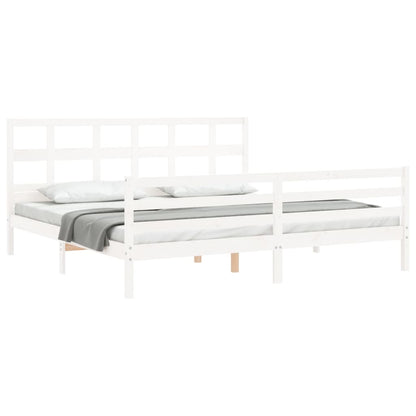 Bed Frame without Mattress White 200x200 cm Solid Wood