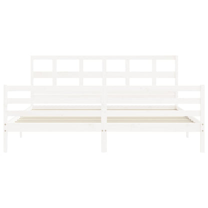 Bed Frame without Mattress White 200x200 cm Solid Wood