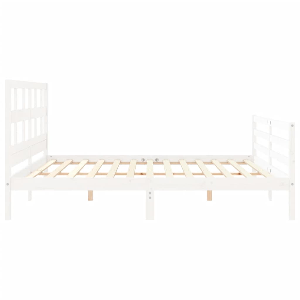 Bed Frame without Mattress White 200x200 cm Solid Wood