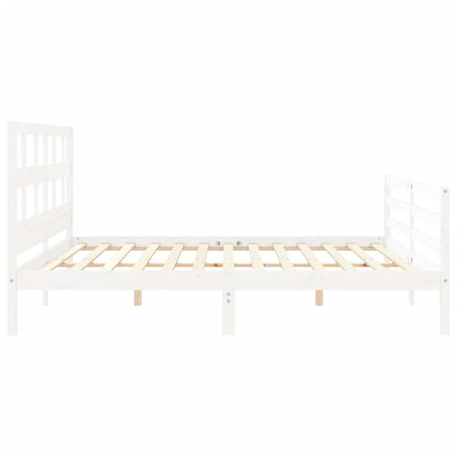 Bed Frame without Mattress White 200x200 cm Solid Wood