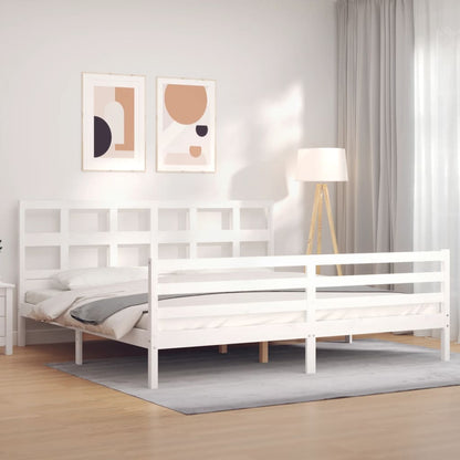Bed Frame without Mattress White 200x200 cm Solid Wood