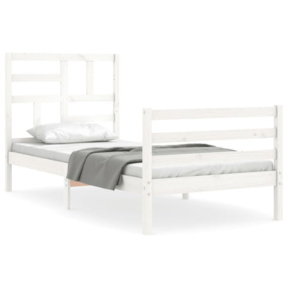 Bed Frame without Mattress White Single Solid Wood