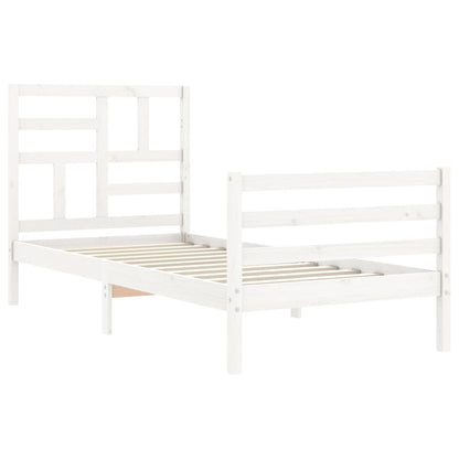 Bed Frame without Mattress White Single Solid Wood