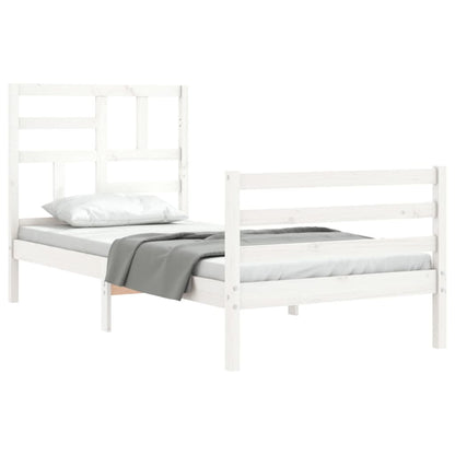 Bed Frame without Mattress White Single Solid Wood