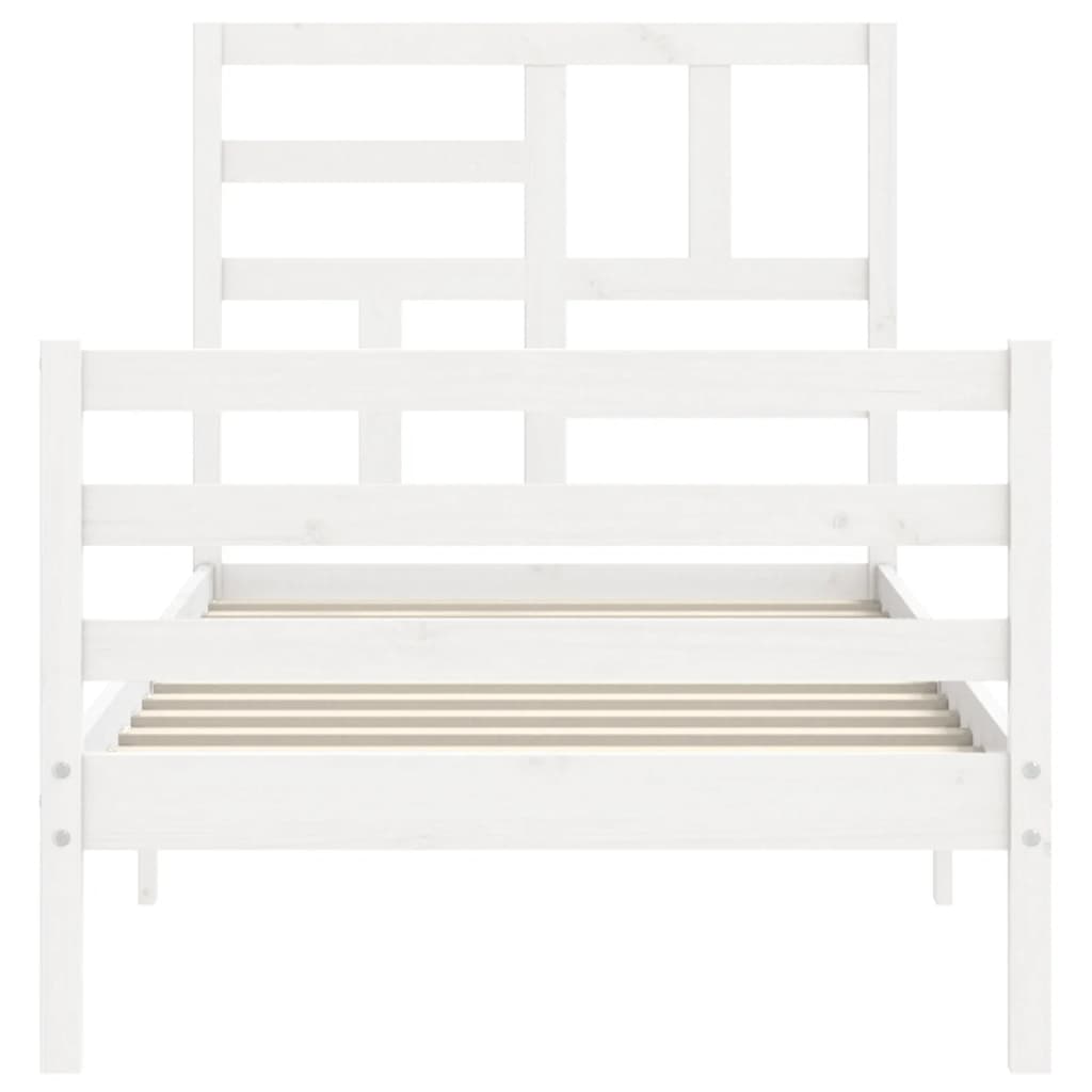Bed Frame without Mattress White Single Solid Wood