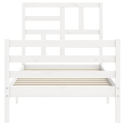 Bed Frame without Mattress White Single Solid Wood