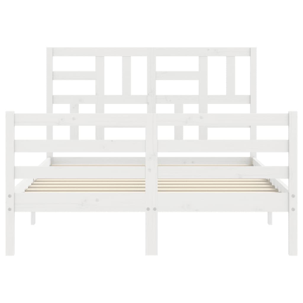 Bed Frame without Mattress White Small Double Solid Wood