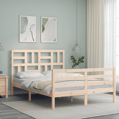 Bed Frame without Mattress Double Solid Wood