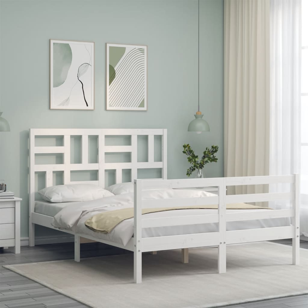 Bed Frame without Mattress White 120x200 cm Solid Wood