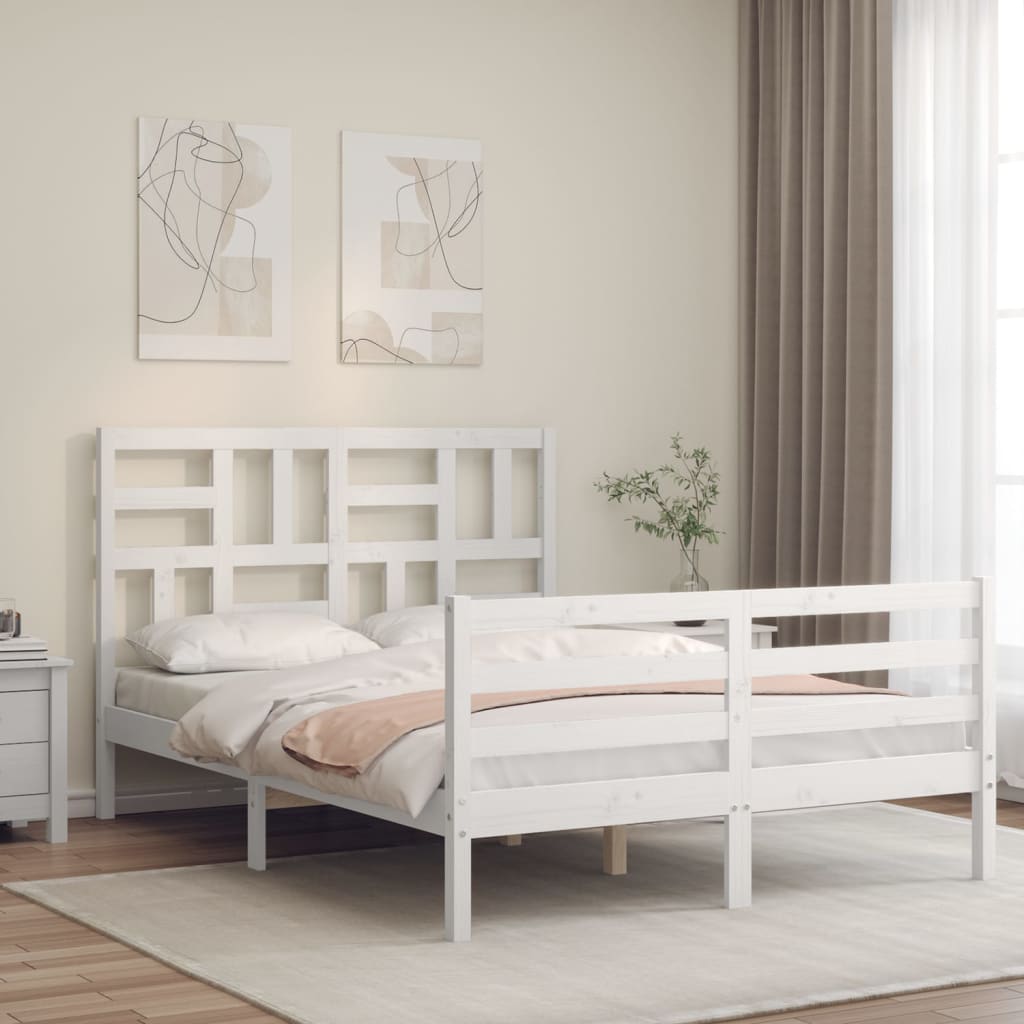 Bed Frame without Mattress White 120x200 cm Solid Wood