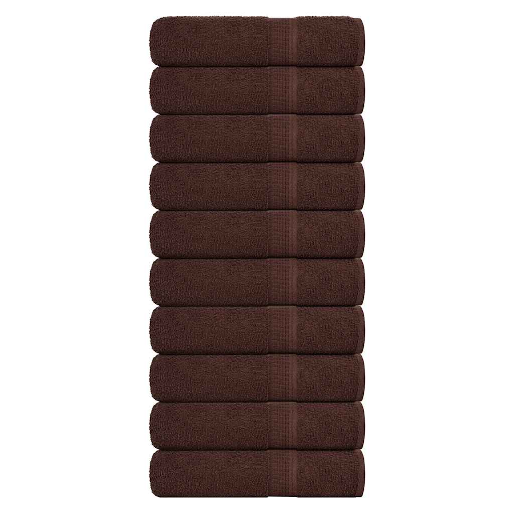 Hand Towels 10 pcs Brown 50x100 cm 360 gsm 100% Cotton