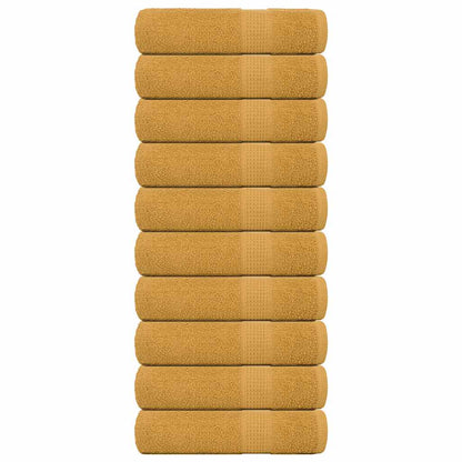 Hand Towels 10 pcs Gold 50x100 cm 360 gsm 100% Cotton