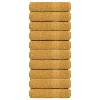 Shower Towels 10 pcs Gold 70x140 cm 360 gsm 100% Cotton