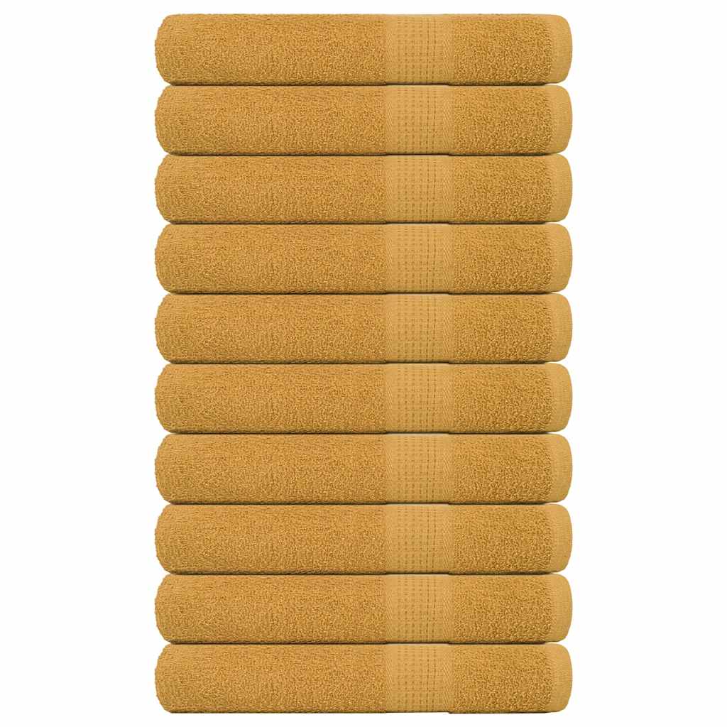 Towels 10 pcs Gold 100x200 cm 360 gsm 100% Cotton