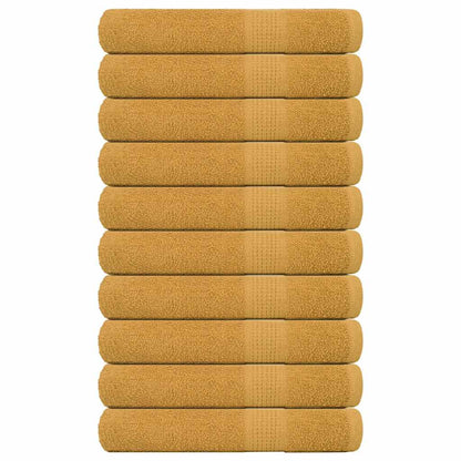 Towels 10 pcs Gold 100x200 cm 360 gsm 100% Cotton