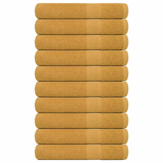 Towels 10 pcs Gold 100x200 cm 360 gsm 100% Cotton