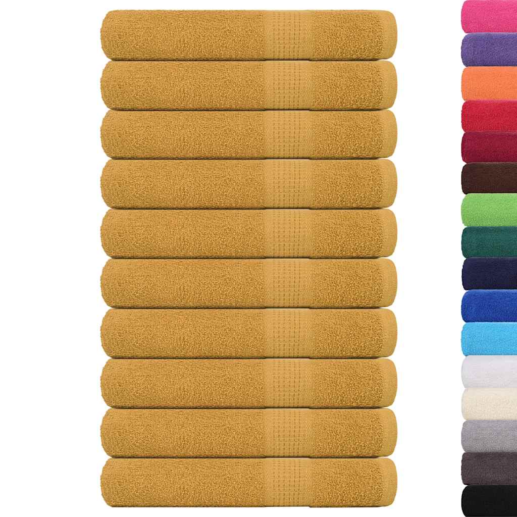 Towels 10 pcs Gold 100x200 cm 360 gsm 100% Cotton