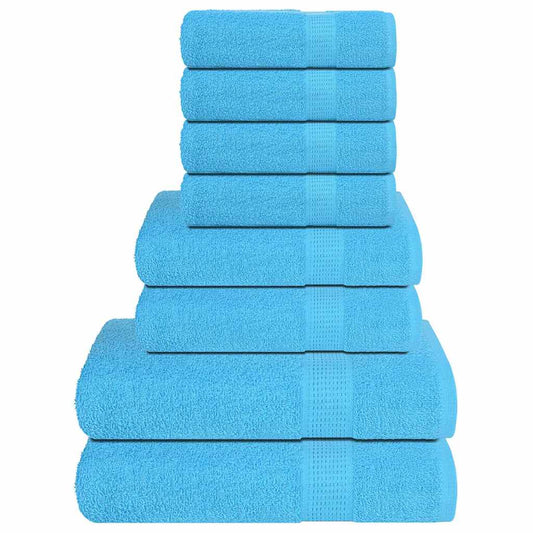 8 Piece Towel Set Turquoise 360 gsm 100% Cotton