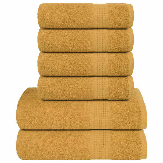 6 Piece Towel Set Gold 360 gsm 100% Cotton